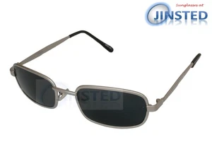 Rectangle High Quality Sunglasses Silver Frame Dark Tinted Lens UV400 CL023 - Picture 1 of 3