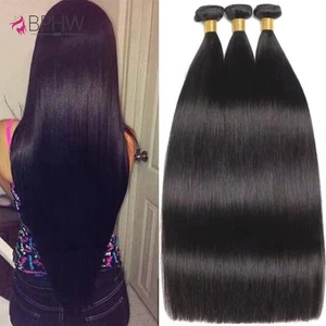 12A Peruvian Straight Bundles Bone Straight Human Hair Extensions 1/3/4 Bundles - Picture 1 of 4