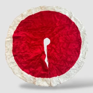 Gonna Albero di Natale Vintage Rosso Bianco Peluche Ecopelliccia 44" Morbida Decorazione Vacanze - Foto 1 di 12