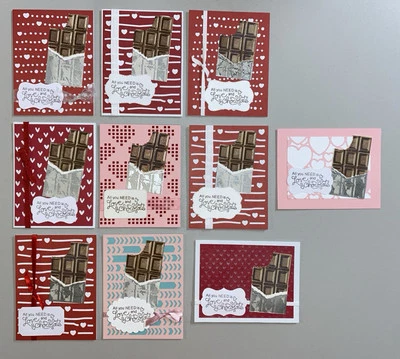 Lote de 10 tarjetas hechas a mano TODO LO QUE NECESITAS ES AMOR Y CHOCOLATE AMOR #13 Foto 1 de 4