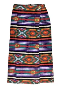 Vintage Hand Woven Maxi Skirt Designer Rebecca Thomas 90s Southwestern Cotton 8 - Picture 1 of 7