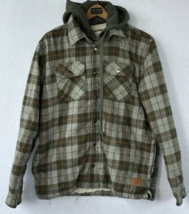 Cloudveil Beefy Flannel Fleece Shacket Outdoor Men's L Green Hooded Comfort Work - Picture 1 of 4