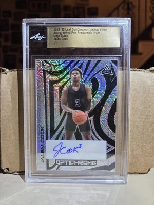 JALEN COOK 2022-23 LEAF OPTICHROME MOJO BLACK AUTOGRAPH AUTO ROOKIE RC CARD 1/1 - Image 1 of 2