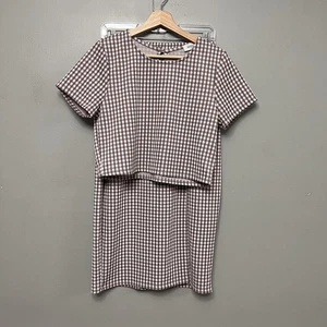 Gilli Gingham Plaid Midi Skirt & Crop Top Stretch Size Large Made In USA - Picture 1 of 13