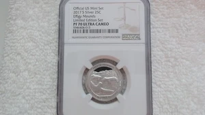 2017-S SILVER QUARTER PF70 ULTRA CAMEO EFFIGY MOUNDS ULT. CAM. NGC LOW POP=252 - Picture 1 of 10