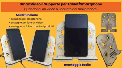 Sostegno per Tablet/Smartphone o Cellulare, supporto da scrivania in legno - Immagine 1 di 4