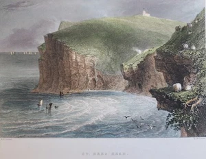 Testa d'ape, vicino a Whitehaven. Stampa 1842. Artista, W H Bartlett. Cumbria. - Foto 1 di 2