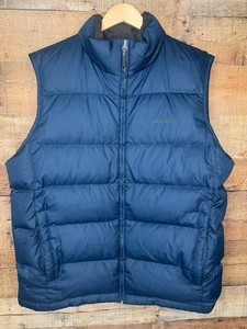 Eddie Bauer Mens Blue Puffer Vest Sz Large EB650 Down Fill Full Zip Lightweight - Picture 1 of 7
