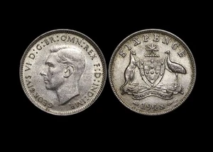1948 Australia Silver Sixpence Coin George VI Era (1936-1952) Uncirculated 🇦🇺 - Picture 1 of 2