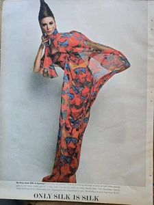 1964 International Silk Association Women's Red Evening gown fashion ad - Picture 1 of 1