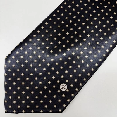 Gravata Versace Classic V2 100% seda extra longa 60” azul marinho micro padrão geométrico ponto - Imagem 1 de 4