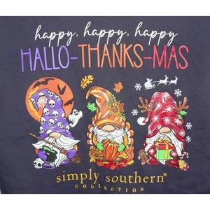 Camiseta Simply Southern Kids Happy Everything Gnomes manga larga azul marino pequeña $26 - Imagen 1 de 4