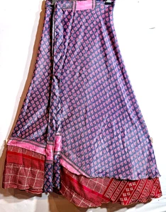 Incredible-art Gonna Vintage Seta Sari Magic Wrap Reversibile Doppio Strato Gonna - Foto 1 di 6