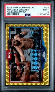 2025 Topps Chrome UFC Khamzat Chimaev #102 Gold Geometric /50 PSA 9 (KK - Picture 1 of 2