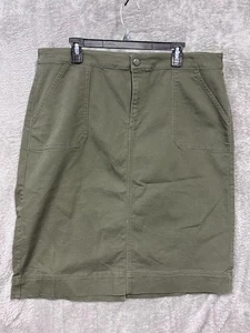 CJ Banks Women's Skirt Olive Green Knee Length Pockets Stretch Size 18 W - Picture 1 of 9