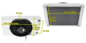 SZ Champion 1 Row 22x13" Dual Pass Drag Racing Radiator,Shroud,13" Fan,1.25,1.50 - Picture 1 of 7
