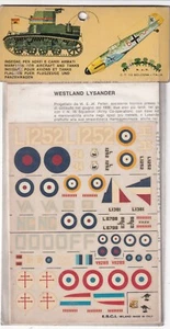 Westland Lysander Decals - ESCI Model Aircraft Decals 1982 - Picture 1 of 2