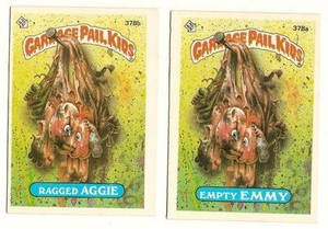 1987 Garbage Pail Kids Cards Series 9 378a Empty Emmy / 378b Ragged Aggie