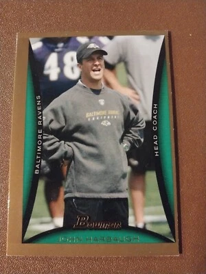 2008 JOHN HARBAUGH BOWMAN GOLD NFL ROOKIE COACH CARD RC #107 BALTIMORE RAVENS  - Image 1 of 3