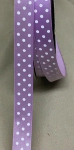 10 YDS. ORCHID & WHITE SWISS DOTS SATIN RIBBON  5/8" w - Picture 1 of 1