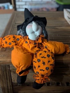 "Vasos topo naranja cuidador estante frijoles bruja Halloween años 90 vintage 19"""  - Imagen 1 de 5