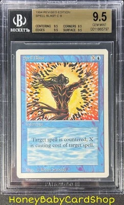 MTG 3rd Edition Revised 1994 Spell Blast BGS 9.5Q (TRUE QUAD) GEM MINT OldSchool - Image 1 of 4