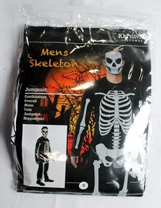 Karnival Costumes Men's Basic Skeleton Jumpsuit Costume CG2 Black/White Small - Picture 1 of 6