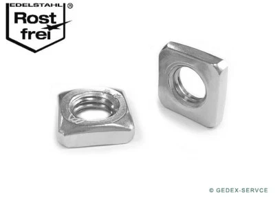 Vierkantmutterm flach DIN 562 M2 M2,5 M3 M4 m5 M6 M8 M10 mm Edelstahl A2 V2A - Bild 1 von 4