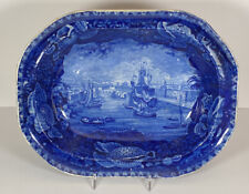Historical Staffordshire Blue Large Vegetable Dish 12 5/8” View Of Dublin 1825