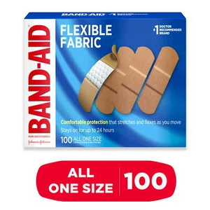 Band-Aid Brand Flexible Fabric Adhesive Bandages, All One Size, 100 Ct - Picture 1 of 12