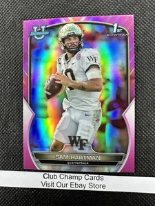 2022 #51 Sam Hartman Bowman University Chrome 1st Pink Refractor Wake Forest - Bild 1 von 2