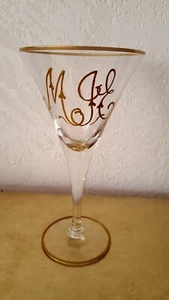 Vintage Wunderschönes Set mit 13 Glas Kristall Kelchen schwer vergoldet Monogramm "MJE" 7 3/4" - Bild 1 von 3