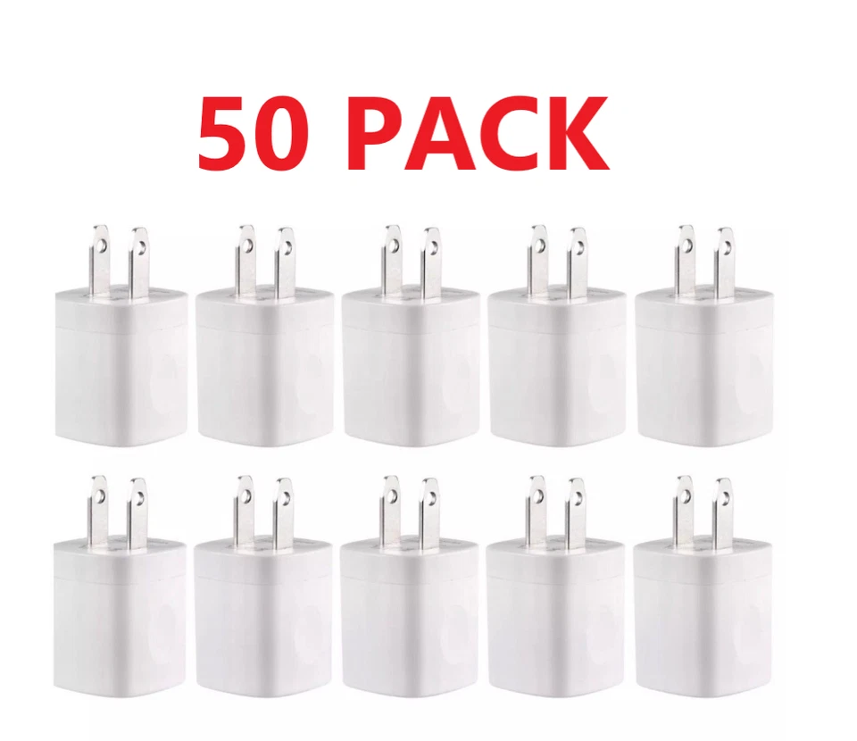 50X 1A USB Power Adapter AC Home Wall Charger White FOR Apple Samsung LG - Image 1 of 1
