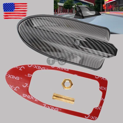 Carbon Fiber Car Roof Antenna Shark Fin Antenna Aerial AM/FM Signal Radio Aerial - Image 1 of 4