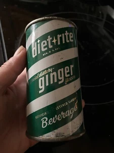 DIET RITE GINGER ALE SODA FLAT TOP 12 oz. SODA CAN - ROYAL CROWN CANNING - Picture 1 of 7