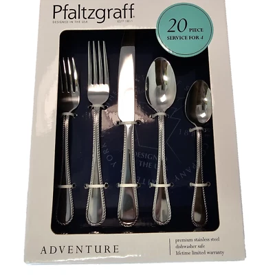 Pfaltzgraff 20 Piece Stainless Steel Service for Four • Adventure Design NIB New - Image 1 of 4
