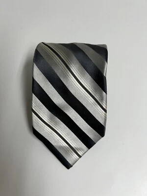 "Corbata VALENTINO Hecha en Italia 100% Seda Pura 60"" Patrón a Rayas Beige/Gris" Foto 1 de 4