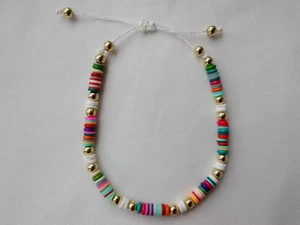 Heishi  9-14" Adj Bracelet  or  Anklet Boho Beach Spring Gift USA Seller New - Picture 1 of 5