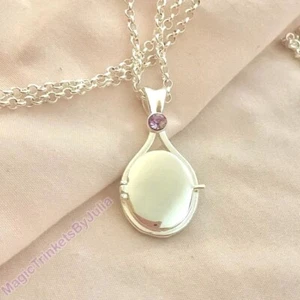 H2O einfach wassersüßes MINI Medaillon Amethyst Edelstein rhodiniert Rolo Chai hinzufügen - Bild 1 von 4