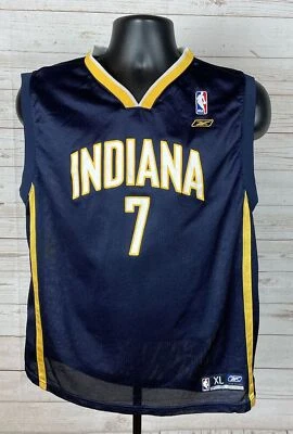 Camiseta infantil Indiana Pacers #7 Jermaine O'Neal tamanho XL azul Reebok usada - Imagem 1 de 4