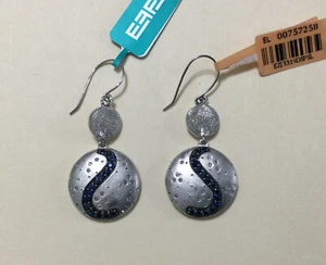Orecchino pendente Effy reggiseno argento blu 0,85 carati e dia 0,20 ct con ganci 14k nuovi con etichette - Foto 1 di 7