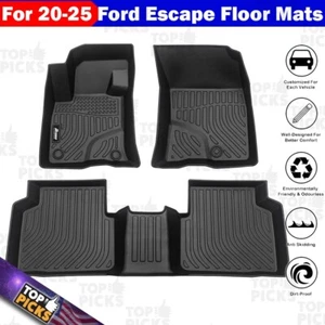 Fits 20-25 Ford Escape BLACK All Weather Waterproof Front & Rear Floor Mats - Picture 1 of 7