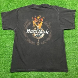 Camicia Vintage Hard Rock Cafe Uomo Taglia Med Hollywood 1998 Chitarra Nera Made USA - Foto 1 di 13