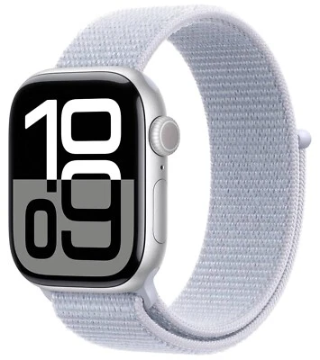 Apple Watch Series 10 42mm GPS Silver w/ Blue Cloud Sport Loop MWWD3LW/A - Image 1 of 4