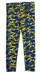 BSA CUB SCOUTS YOUTH GIRLS BLUE-GRAY-YELLOW CAMO PRINT LEGGINGS NEW NWT SIZE 10 - Picture 1 of 5