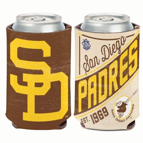 San Diego Padres 12oz Two Sided Vintage Can Cooler [NEW] MLB Holder Foam Koozie Cover