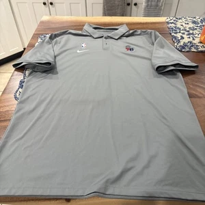 MENS NIKE Dri-Fit NBA Philadelphia 76ers COACHES Gray Polo Shirt L LARGE EUC - Picture 1 of 7