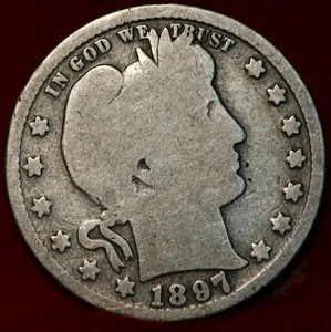 1897 Philadelphia Mint Silver Barber Quarter - Picture 1 of 2