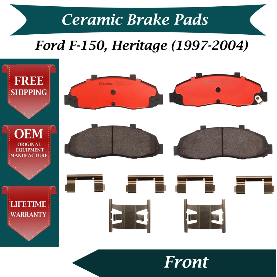 BREMBO 原始设备制造商前陶瓷刹车片套件适用于 1997 - 2004 年福特 F-150 5 凸耳车轮 — 第 1/4 张图片