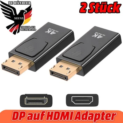 2x Displayport DP auf zu HDMI Adapter Konverter Stecker 4K 1080p UHD Audio Video - Bild 1 von 4